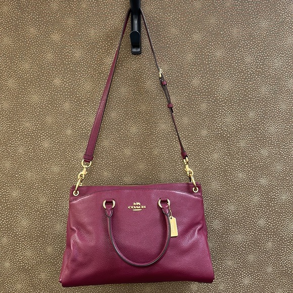 🔥🔥🔥Coach Purple Leather Top Handle Satchel Handbag Shoulder Bag - Picture 4 of 15